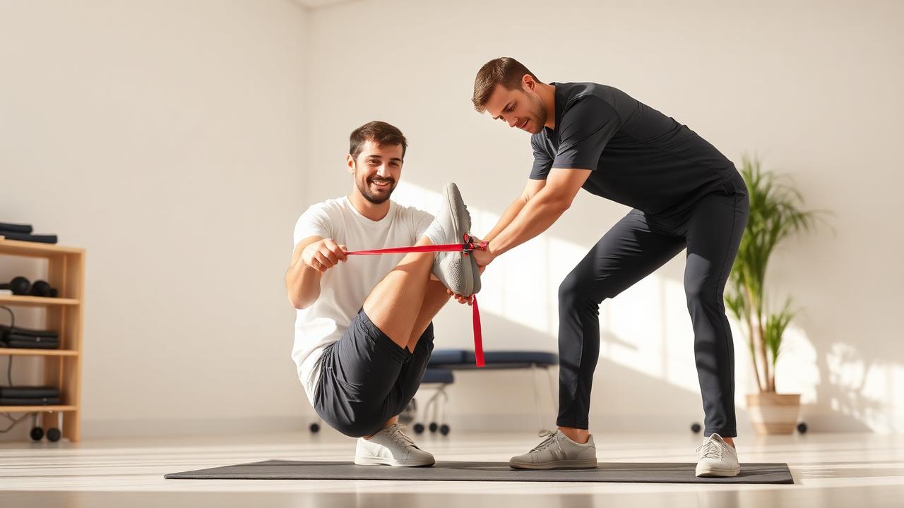 Sessione di fisioterapia per il recupero della mobilità della caviglia