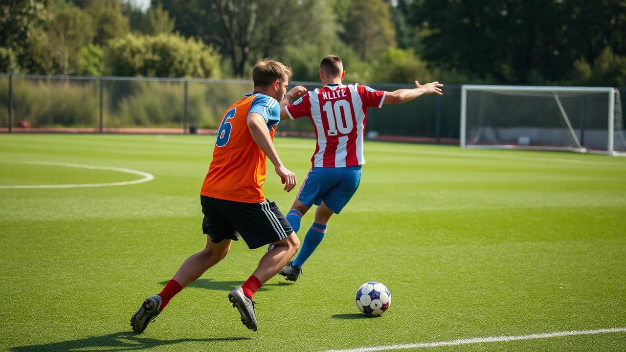 Calciatore in un duello di gioco durante una partita dopo il rientro dall'infortunio